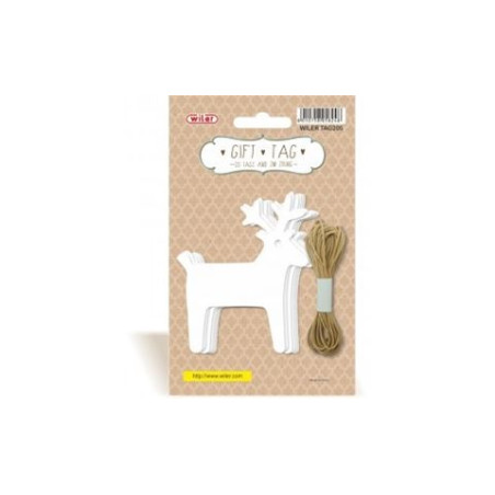 Targhette con filo renna 20 etichette + 3m di spago