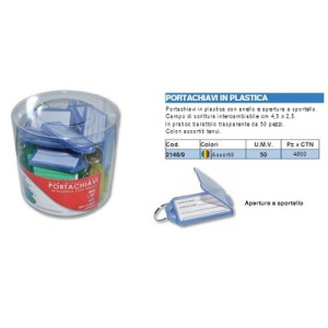 Targhette Portachiavi in plastica con anello in cf da 50pz