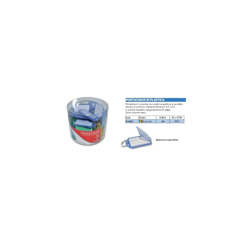 Targhette Portachiavi in plastica con anello in cf da 50pz