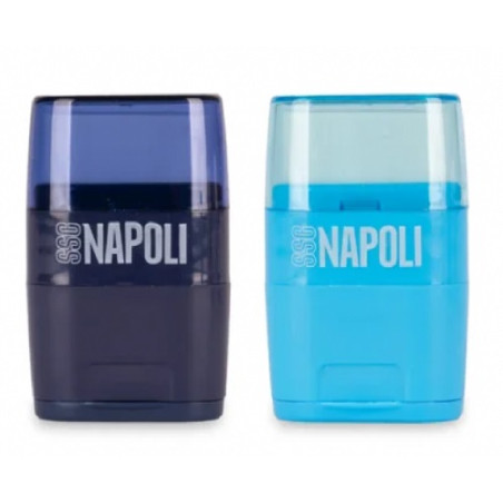 Temperamatite 2 fori con serbatoio +  gomma  Napoli