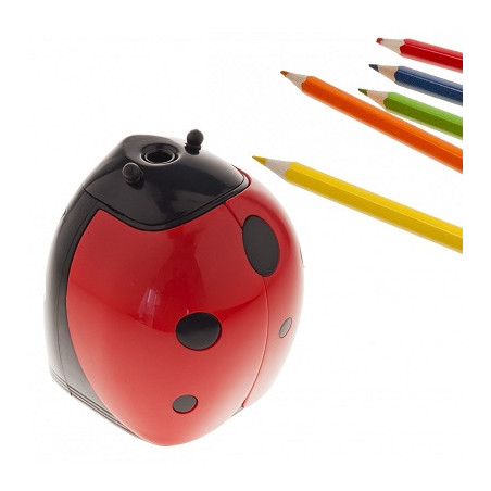 Temperamatite a batteria coccinella-Alimentazione: 4 batterie stiloAA - R6 non incluse.1 Temperino di ricambio incluso.