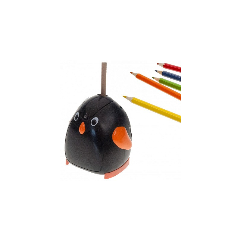 Temperamatite a batteria pinguino-Alimentazione: 4 batterie stiloAA - R6 non incluse.1 Temperino di ricambio incluso.