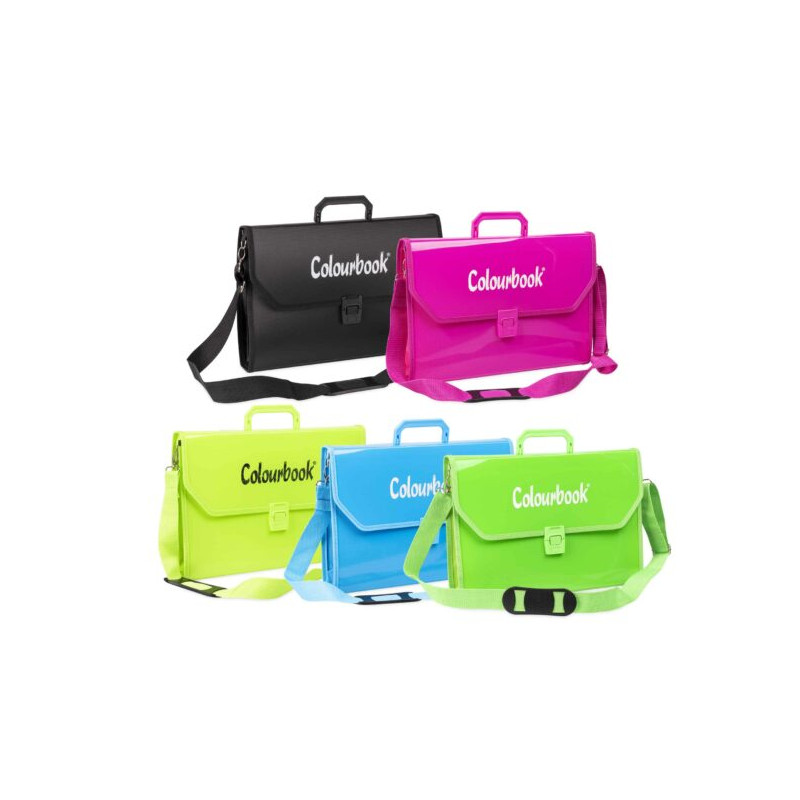 Valigetta cartella in ppl con soffietto Colourbook  Fluo 26x39 con tracolla