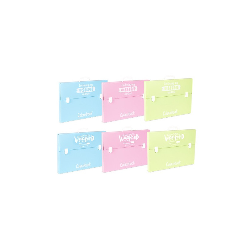 Valigetta cartella polionda 35x50 2 chiusure  colourbook pastel (list.€8,50)