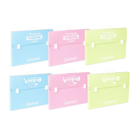 Valigetta cartella polionda 35x50 2 chiusure  colourbook pastel (list.€8,50)