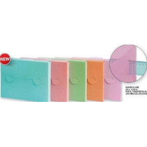 Valigetta Cartella polionda 38x29 d5 pp con manico colori pastello con foro per riga