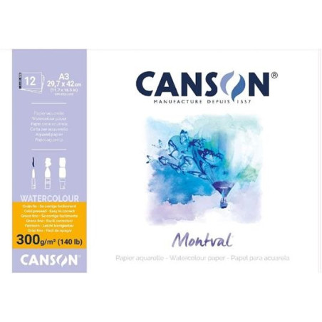 Blocco Canson Montval 300gr m2  A3 12fg