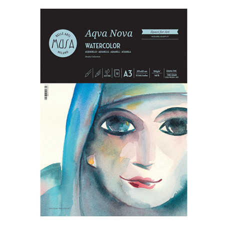 Blocco da disegno acquerello Aqua Nova A3 300gr 12fg - carta per arte e grafica