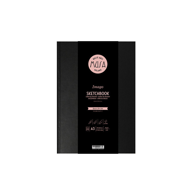 Blocco da disegno Art Book sketchbook copertina rigida nera A3 130grm