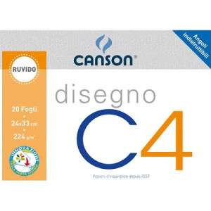 Blocco da disegno C4 20fg 24x33 220gr.liscioc con cartella in polipropilene