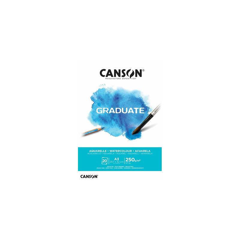 Blocco da disegno Canson A3 Graduate acquarello 20fg 250gr