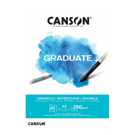 Blocco da disegno Canson A3 Graduate acquarello 20fg 250gr