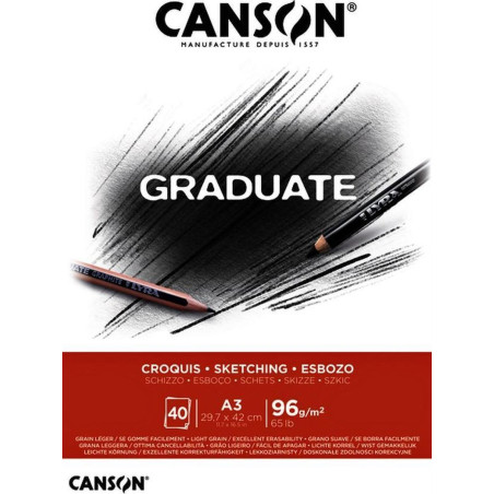 Blocco da disegno Canson A3 Graduate schizzo 40fg 96gr