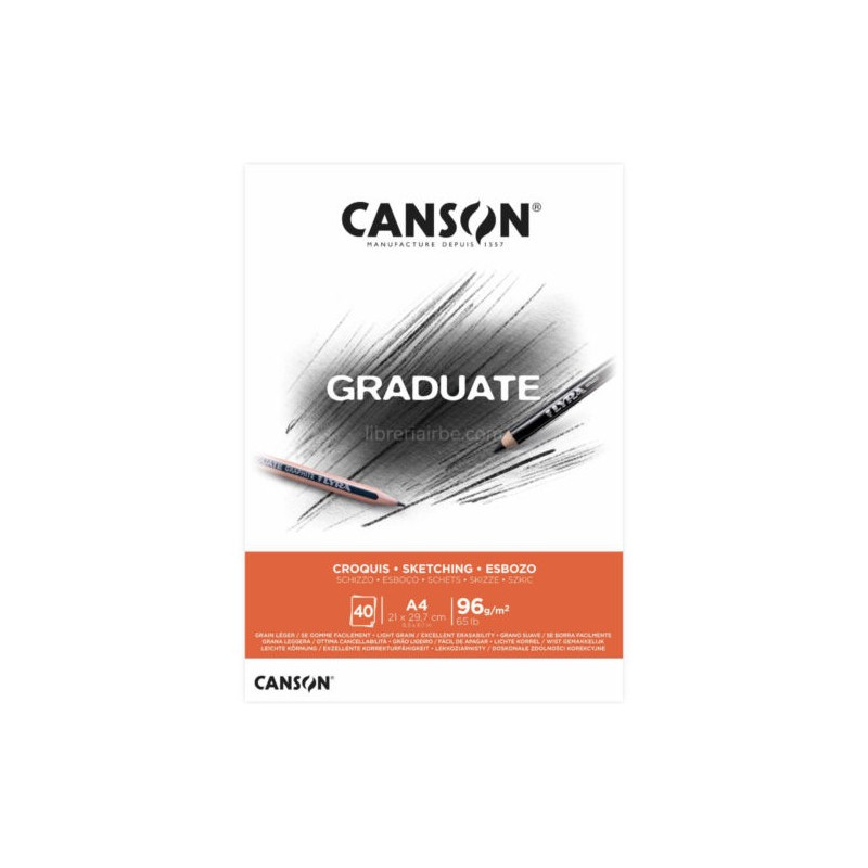 Blocco da disegno Graduate Canson 96gr A4 40fg schizzo