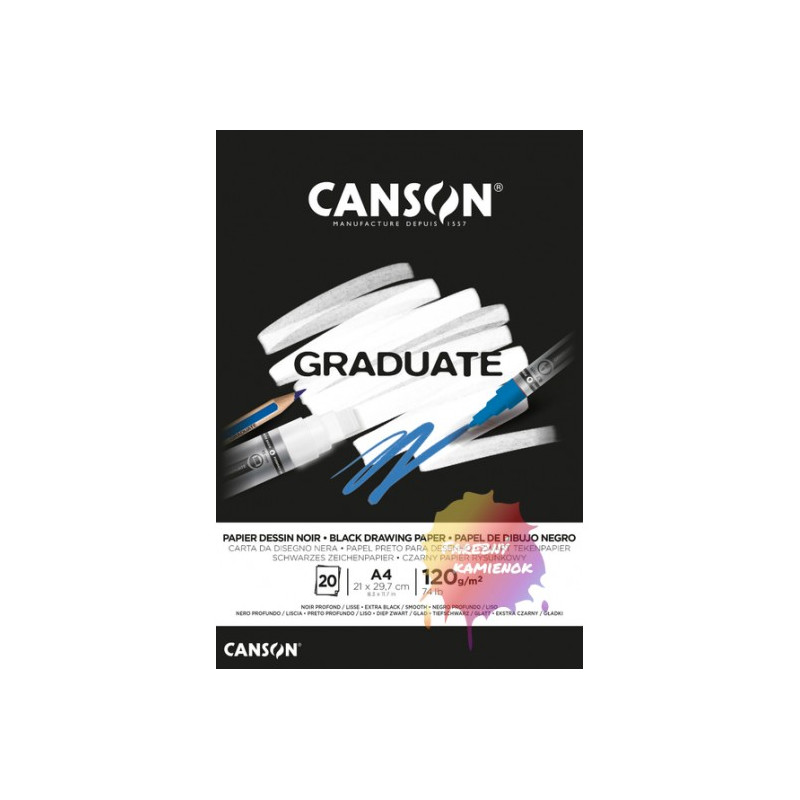 Blocco da disegno nero Canson A4 20fg 120gr
