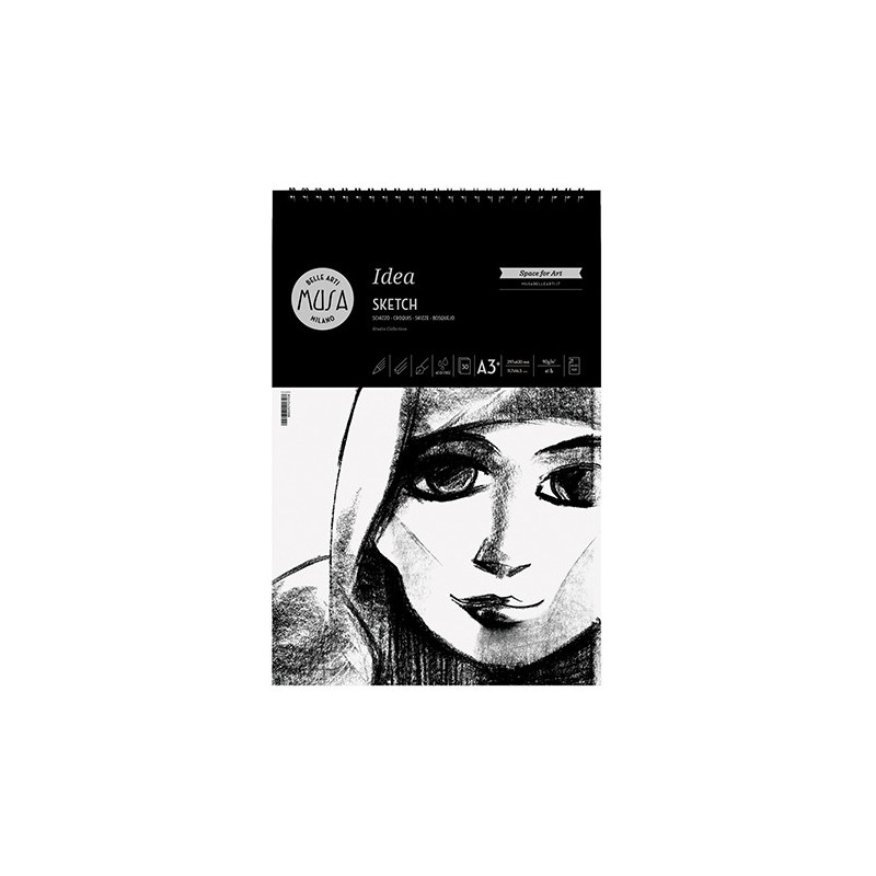 Blocco da disegno schizzo spiralato A3+ 90gr 30fg- carta per arte e grafica