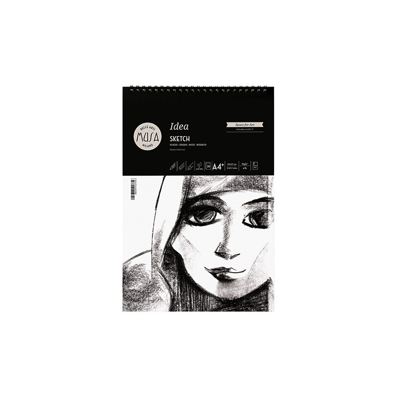 Blocco da disegno schizzo spiralato A4+ 90gr 30fg- carta per arte e grafica