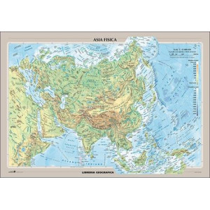 Cartina geografica da banco in carta Asia  plastificata b4