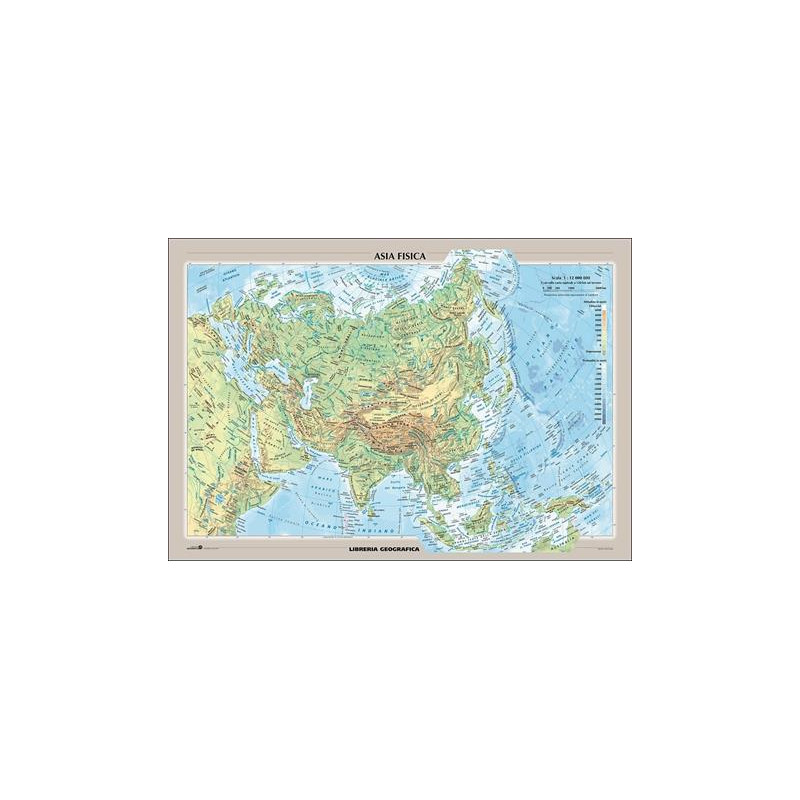 Cartina geografica da banco in carta Asia  plastificata b4
