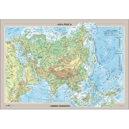 Cartina geografica da banco in carta Asia  plastificata b4