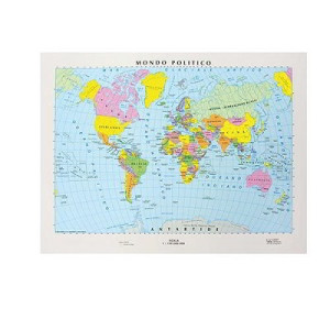 Cartina geografica da banco in carta planisfero A4