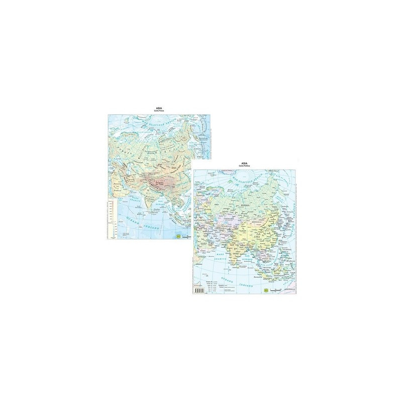 Cartina geografica da banco plastificata Asia A3