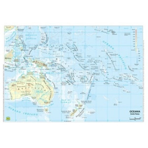 Cartina geografica da banco plastificata Oceania A3