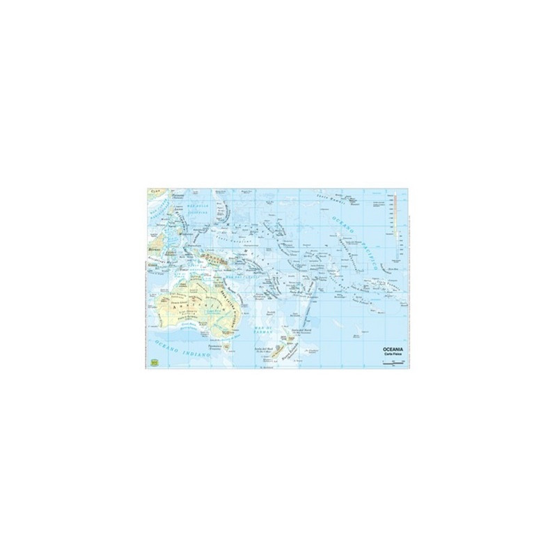 Cartina geografica da banco plastificata Oceania A3