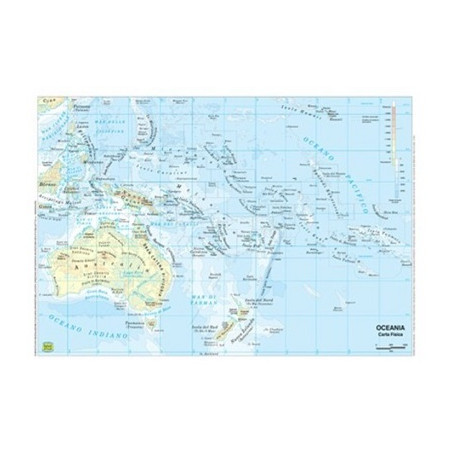 Cartina geografica da banco plastificata Oceania A3