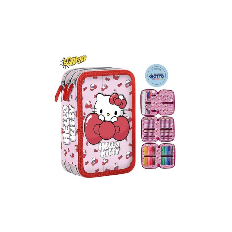 Astuccio 3 Zip 3D Hello Kitty