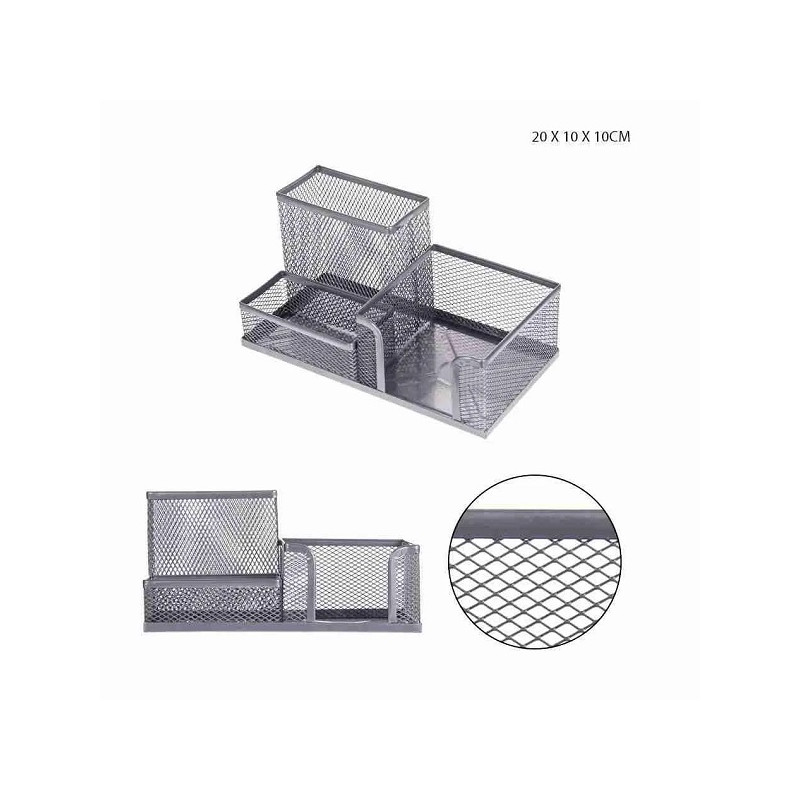 Portapenne Metallo Multiuso 20x10x10cm silver