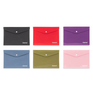 Busta con bottone A4 con soffietto Colourbook 6pz