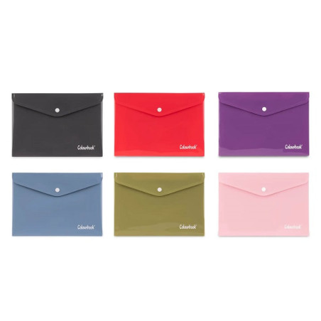 Busta con bottone A4 con soffietto Colourbook 6pz