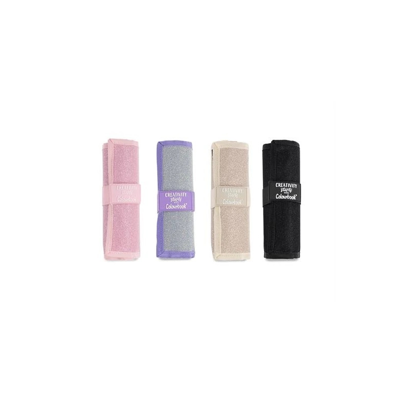 Astuccio Pastelli Colourbook Glitter rosa rotolo creativity 24pz