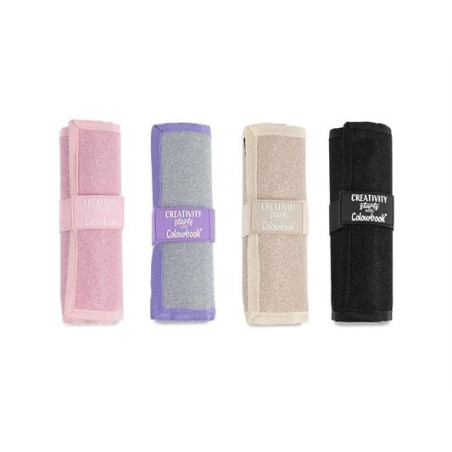 Astuccio Pastelli Colourbook Glitter rosa rotolo creativity 24pz