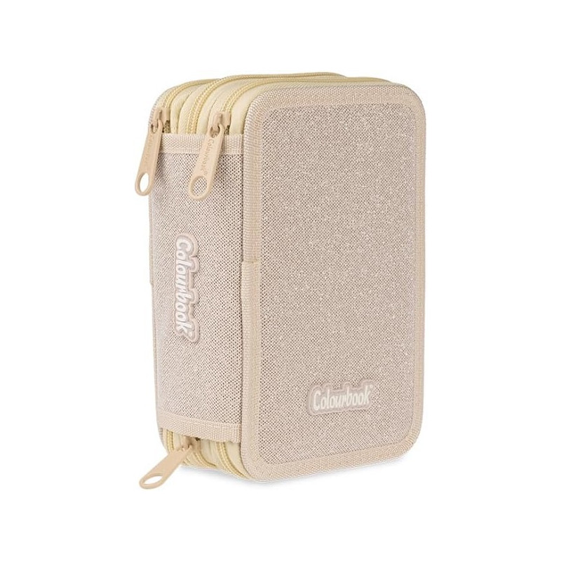 Astuccio completo 3 zip Colourbook glitter oro