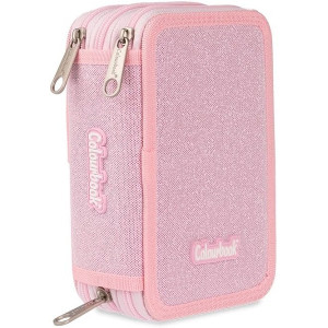 Astuccio completo 3 zip Colourbook glitter rosa