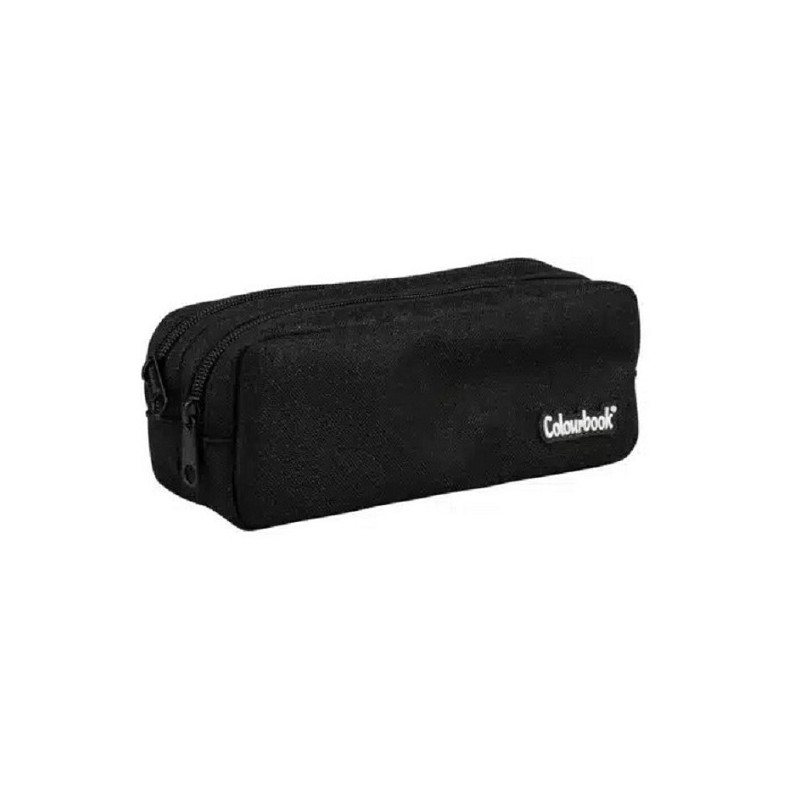 Astuccio bustina 2 zip Colourbook glitter nero