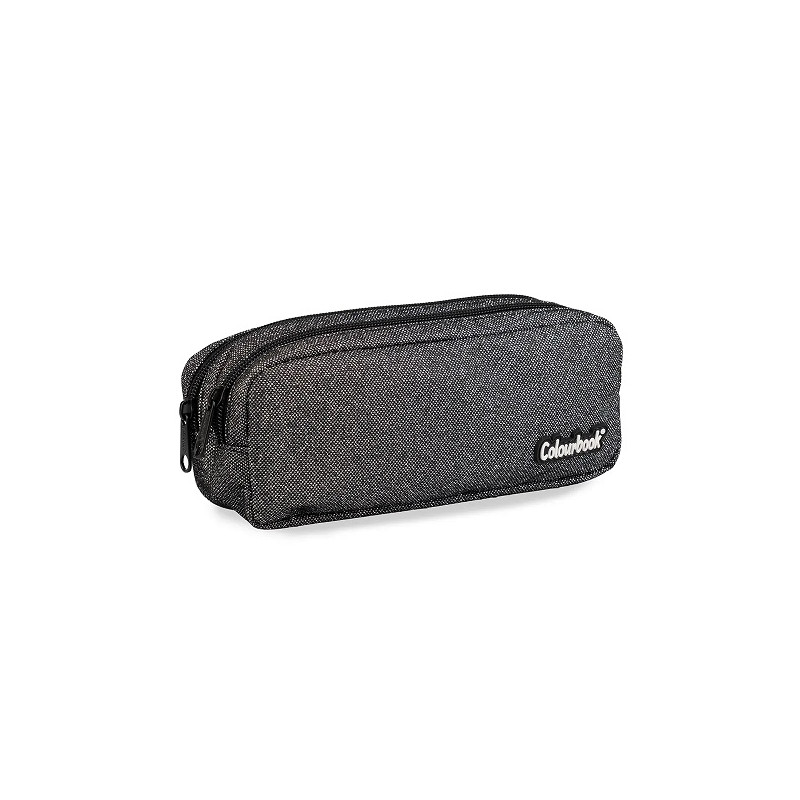 Astuccio bustina 2 zip Colourbook glitter nero+arg