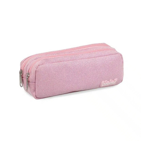 Astuccio bustina 2 zip Colourbook glitter rosa