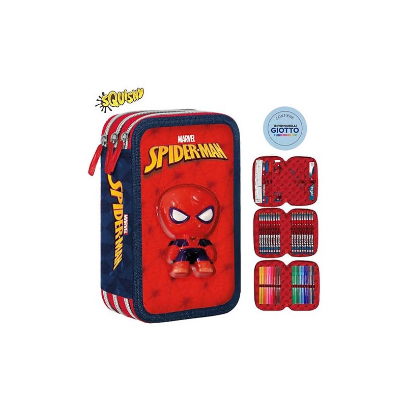 Astuccio 3 Zip Squishy Spiderman