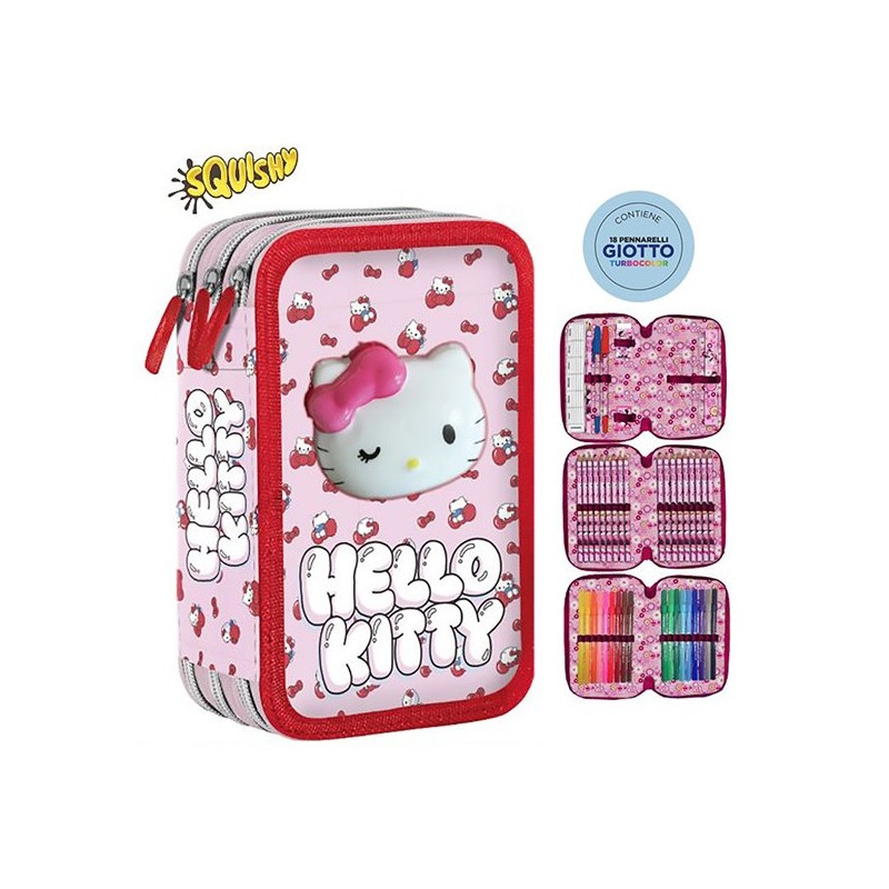 SC 26 Astuccio 3 Zip Squishy Hello Kitty