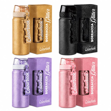 Borraccia glitter colourbook rosa