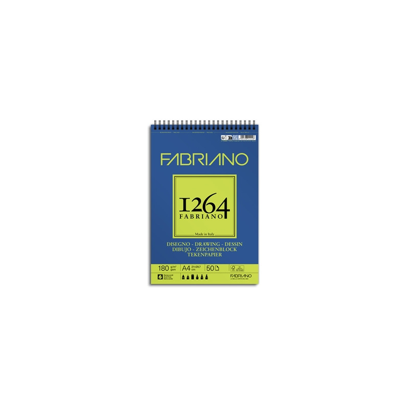 Blocco da disegno spiralato 1264 A4 180gr 50fg Fabriano