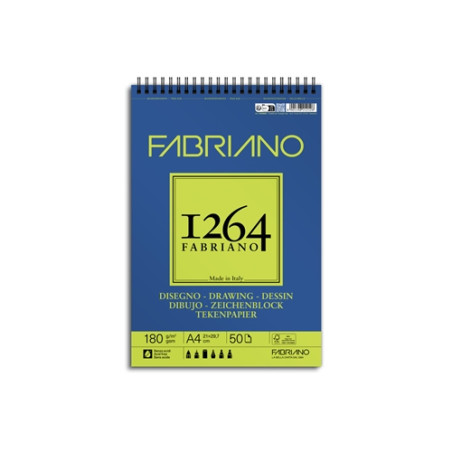 Blocco da disegno spiralato 1264 A4 180gr 50fg Fabriano