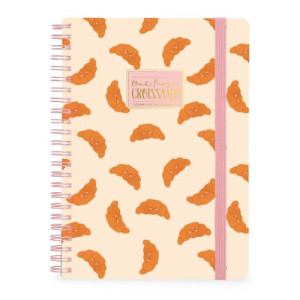 Quaderno a Righe A4 con Copertina Rigida Illustrata - Croissant - Blocco Note - Con Spirale - legami