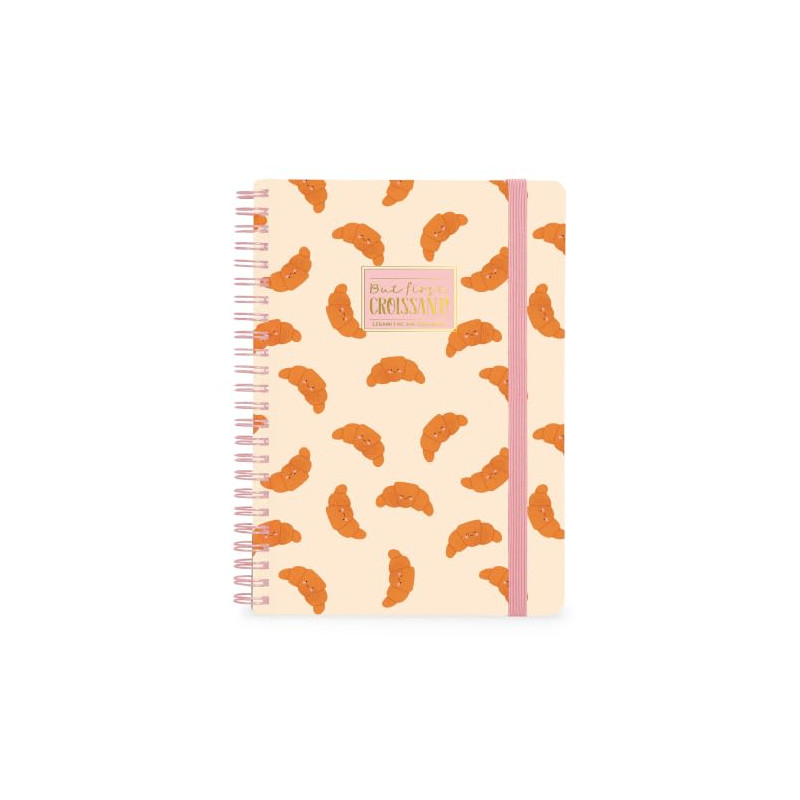 Quaderno a Righe A4 con Copertina Rigida Illustrata - Croissant - Blocco Note - Con Spirale - legami