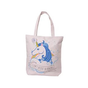 Borsa in tessuto con zip stampa Unicorno