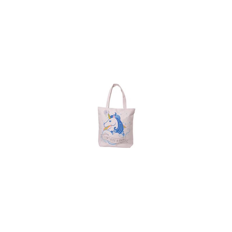 Borsa in tessuto con zip stampa Unicorno