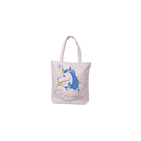 Borsa in tessuto con zip stampa Unicorno
